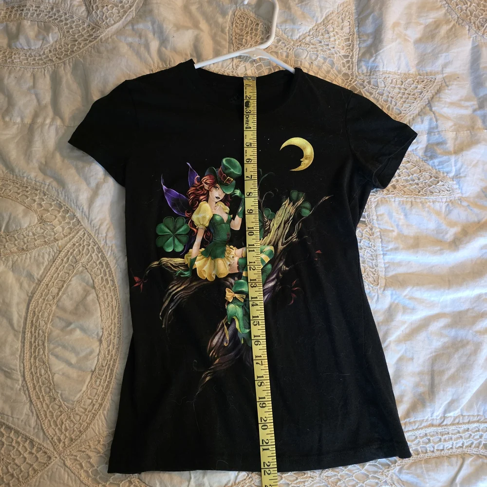 2000's Goth Shamrock Fairy Baby Tee From Hot Topic - Picture 1 of 4